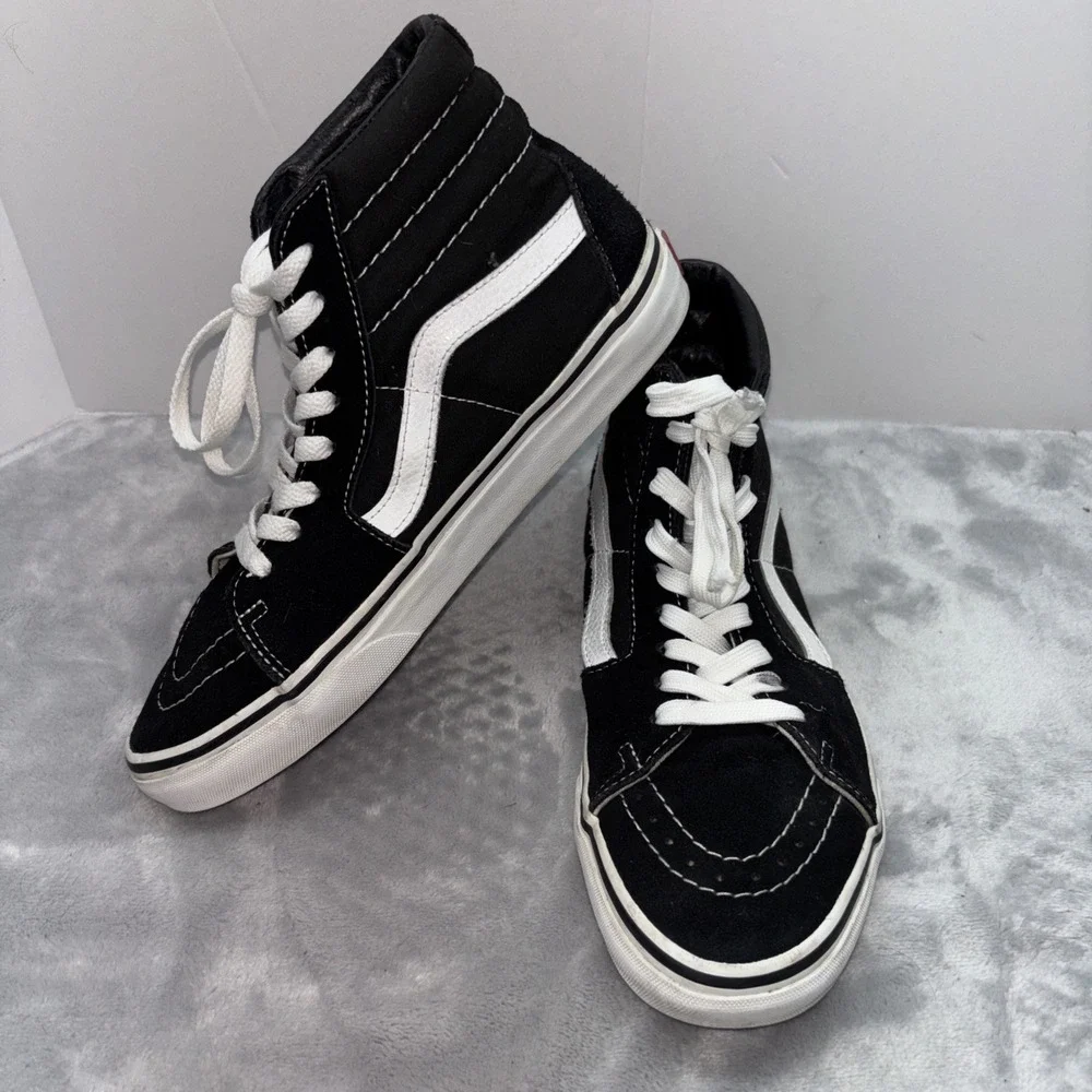 Vans Sk8-Hi High Top Sneakers Black White Mens 7 Womens 8.5 Skate Shoes 507698